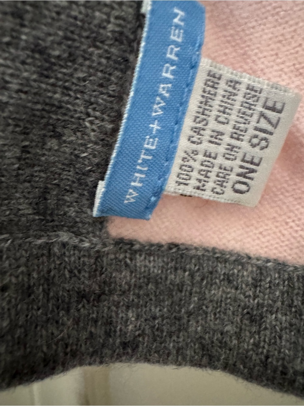 White + Warren Pink Scarf with Gray Trim - Picture 2 of 2
